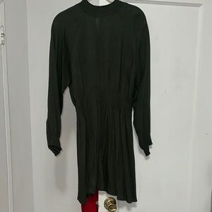 Army green a line dress